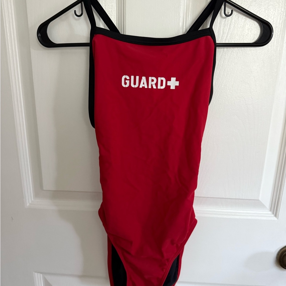 Red Lifeguard One Piece Swimsuit